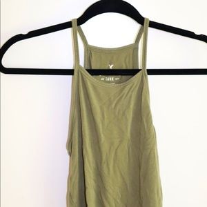 Olive green soft and sexy AEO crop tank top
